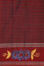 Coimbatore Soft Silk Teal Blue Saree With Brush Hand-Painted Florals And Leaves Jaal Border