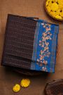 Coimbatore Soft Silk Brown Saree With Brush Hand-Painted Florals And Elephants Border