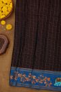 Coimbatore Soft Silk Brown Saree With Brush Hand-Painted Florals And Elephants Border