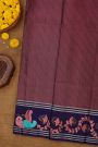 Coimbatore Soft Silk Wine Saree With Brush Hand-Painted Florals And Peacocks Border
