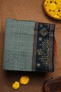 Coimbatore Soft Silk Grey Saree With Brush Hand-Painted Kolam Border