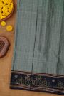 Coimbatore Soft Silk Grey Saree With Brush Hand-Painted Kolam Border