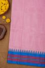 Khaadi Silk Pink Saree With Multi Colour Lines Border