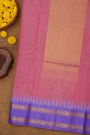 Khaadi Silk Pink Saree With Florals And Temples Border