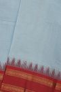 Khaadi Silk Sky Blue Saree With Florals And Temples Border