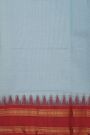Khaadi Silk Sky Blue Saree With Florals And Temples Border