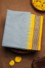 Khaadi Ice Blue Saree With Floral Jaal Border