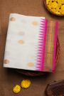 Khaadi Silk Off White Saree With Florals And Temples Border