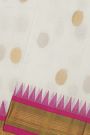 Khaadi Silk Off White Saree With Florals And Temples Border