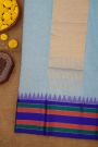 Khaadi Sky Blue Saree With Zari Checks Body