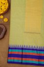 Khaadi Silk Light Green Saree With Multi Colour Lines Border