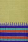 Khaadi Silk Light Green Saree With Multi Colour Lines Border