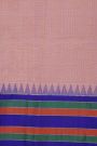 Khaadi Silk Pink Saree With Multi Colour Lines Border