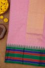 Khaadi Pink Saree With Multi Colour Lines Border