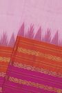Khaadi Silk Pink Saree With Zari Lines And Floral Jaal Border