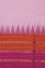 Khaadi Silk Pink Saree With Zari Lines And Floral Jaal Border