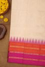 Khaadi Silk Cream Saree With Zari Lines And Floral Jaal Border