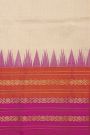 Khaadi Silk Cream Saree With Zari Lines And Floral Jaal Border