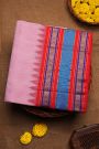 Khaadi Silk Pink Saree With Lines And Florals Border