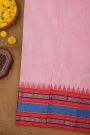 Khaadi Silk Pink Saree With Lines And Florals Border
