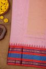 Khaadi Silk Pink Saree With Lines And Florals Border