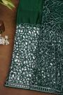Fancy Crepe Bottle Green Saree