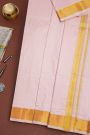 Kancheepuram Silk Baby Pink Dhoti And Shalya