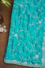 Fancy Crepe Sea Blue Saree