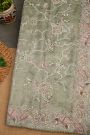 Fancy Tissue Sage Green Saree