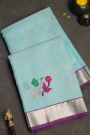 Zari Kota Sky Blue Saree