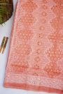 Designer Tussar Silk Peach Saree