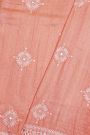 Designer Tussar Silk Peach Saree