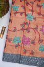 Designer Tussar Rust Saree