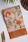 Designer Tussar Baby Pink Saree