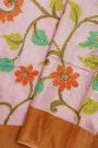 Designer Tussar Baby Pink Saree