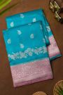 Fancy Matka Silk Sky Blue Saree