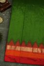 Ikat Silk Bottle Green Saree
