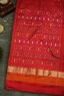 Ikat Silk Bottle Green Saree