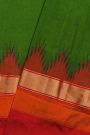 Ikat Silk Bottle Green Saree
