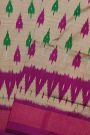 Ikat Silk Cream Saree