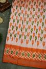 Ikat Silk Cream Saree