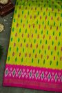 Ikat Silk Parrot Green Saree