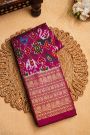 Ikat Silk Magenta Saree