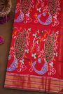 Ikat Silk Off White Saree