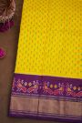 Ikat Silk  Yellow Saree