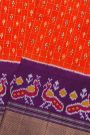 Ikat Silk Orange Saree