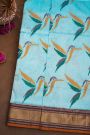 Ikat Silk Sky Blue Saree