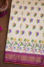 Ikat Silk Cream Saree