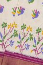 Ikat Silk Cream Saree