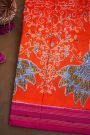 Ikat Silk Orange Saree